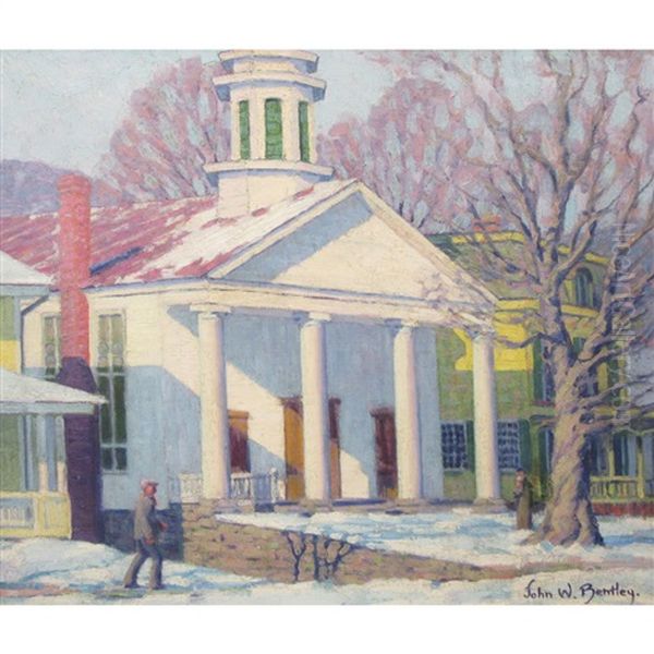 Dutch Reformed Church, Woodstock, N.y Oil Painting by John William Bentley