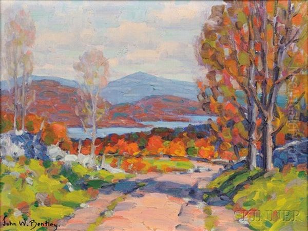 Autumn At The Reservoir Oil Painting by John William Bentley