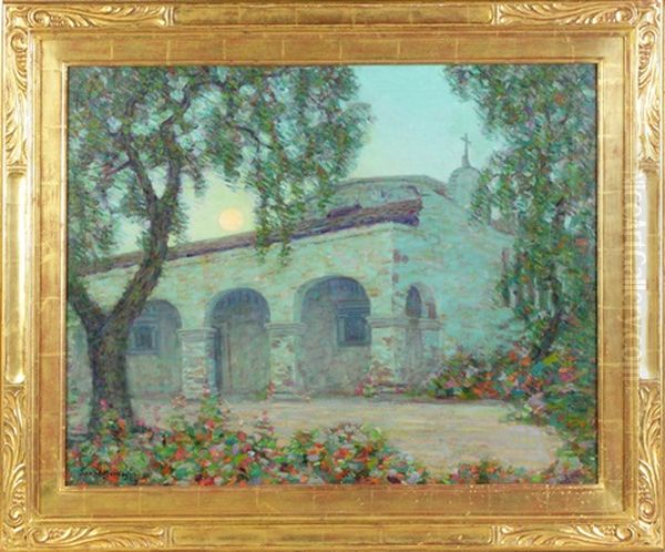 Mission San Juan Capistrano In The Moonlight, California Oil Painting by John William Bentley