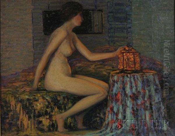 Portrait Of A Seated Nude Oil Painting by John William Bentley