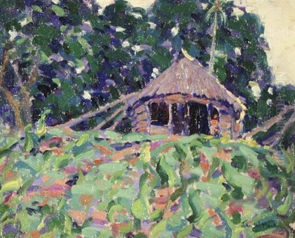 Samoan Hut, Taitasa District, Upolu Island, Samoa Oil Painting by John William Bentley