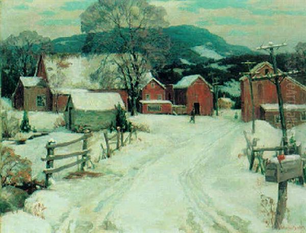 Lasher's Farm In Winter Oil Painting by John William Bentley