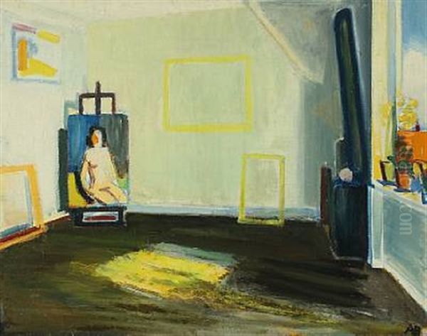 Studio Oil Painting by Axel Bentzen