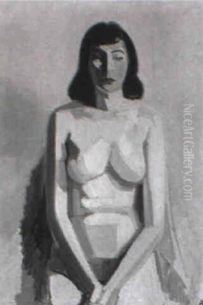 Siddende N+genmodel Oil Painting by Axel Bentzen