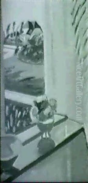 Udsigt Gennem Vindue Oil Painting by Axel Bentzen