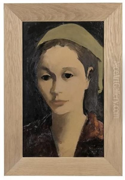 Portrait De Jeune Femme Au Foulard. Oil Painting by Christian Berard