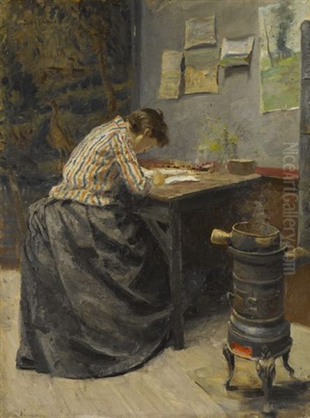 Der Liebesbrief Oil Painting by Jean Beraud