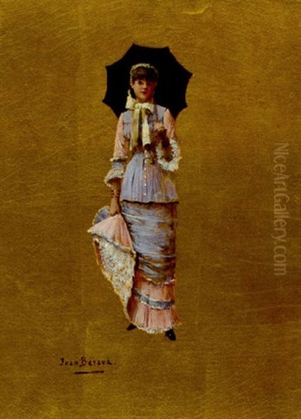 Lady With An Umbrella Oil Painting by Jean Beraud