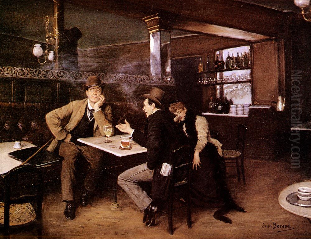 Au Bistro Oil Painting by Jean Beraud
