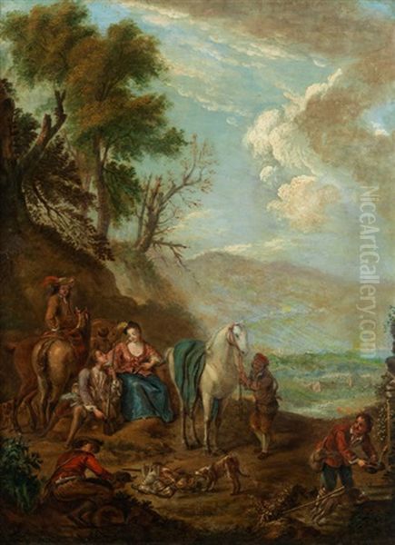 Rast In Sommerlandschaft Oil Painting by Nicolaes Berchem