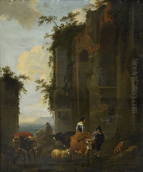 Pastoral Figurscen Oil Painting by Nicolaes Berchem