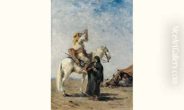 La Halte Dans Le Desert Oil Painting by Narcisse Berchere
