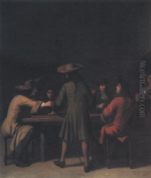 Interior With Cavaliers Smoking Oil Painting by Job Adriaensz Berckheyde