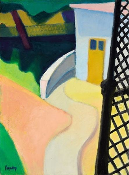 Sunny Villa Garden Oil Painting by Robert Bereny