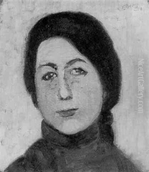 A Portrait Of A Young Girl Oil Painting by Else Berg
