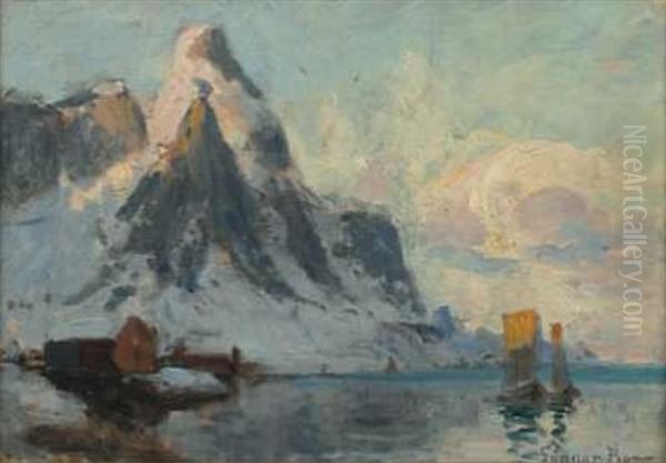 Fra Reine I Lofoten Oil Painting by Gunnar Berg