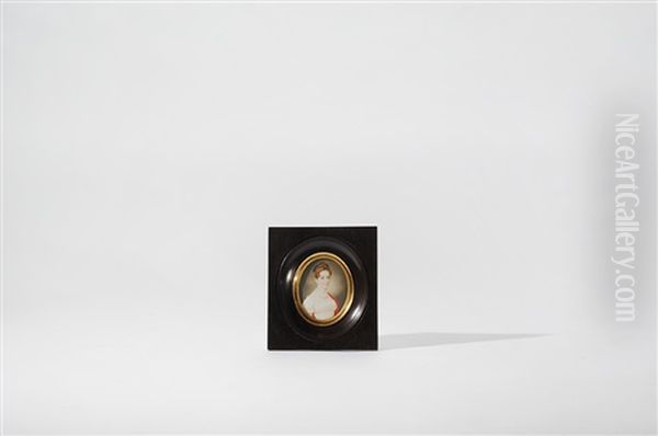 Portrait Of An Empire Lady With A Red Shawl Oil Painting by Gysbertus Johannes van den Berg