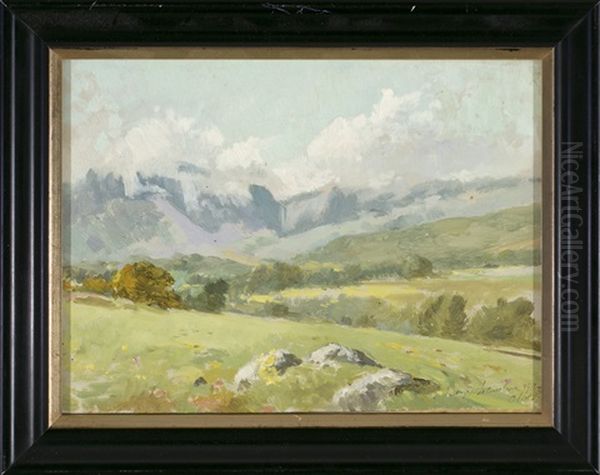 Paisaje De Olot Oil Painting by Jose Berga Boix