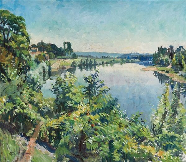 Vue De Riviere Oil Painting by Mathilde du Monceau de Bergendal