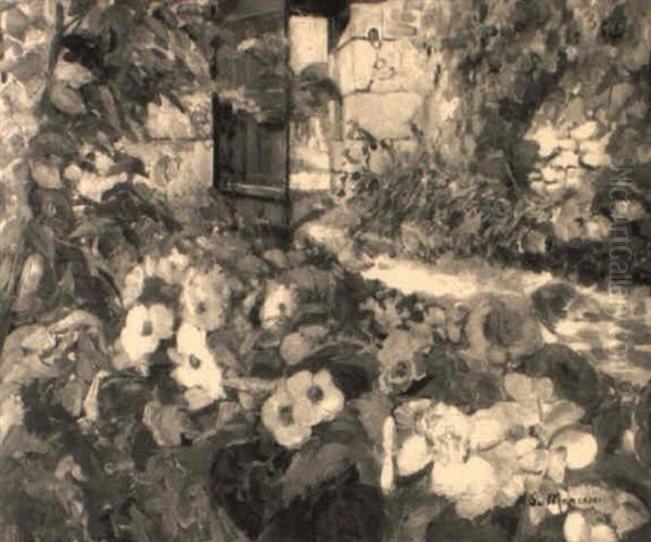 A Garden Oil Painting by Mathilde du Monceau de Bergendal