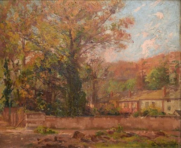 Grand Arbre Devant La Maison Oil Painting by Edouard De Bergevin