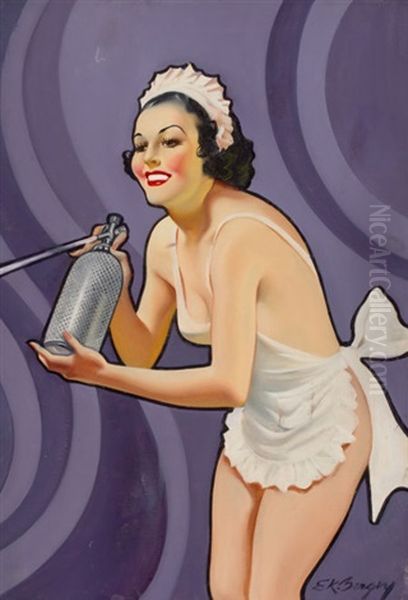 The Mischievous Maid, Pulp Cover Oil Painting by Earle Kulp Bergey