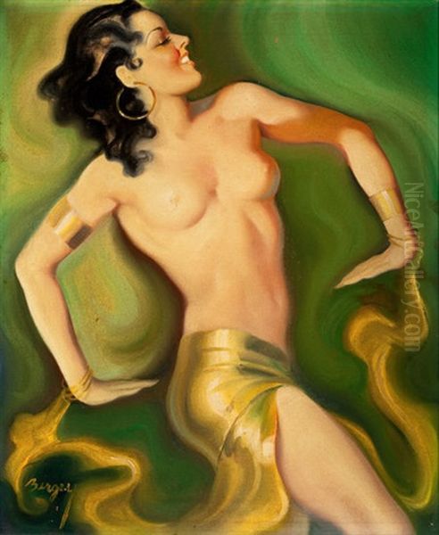 Pin-up With Bracelets, Pep Stories Magazine Cover, March Oil Painting by Earle Kulp Bergey