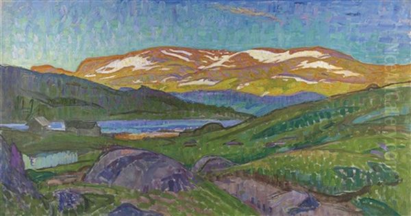 Landskap Fran Gjendesheim Oil Painting by Richard Bergh