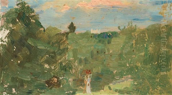 Studie Till Riddaren Och Jungfrun (study For The Knight And The Virgin) Oil Painting by Richard Bergh