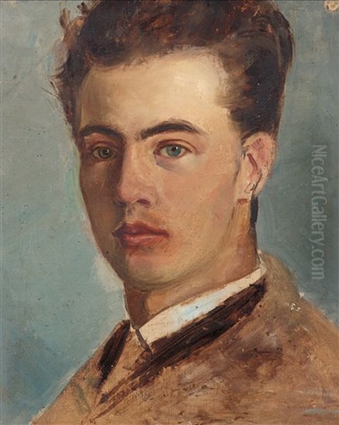 Sjalvportratt Som Ung (self Portrait As A Young Man) Oil Painting by Richard Bergh