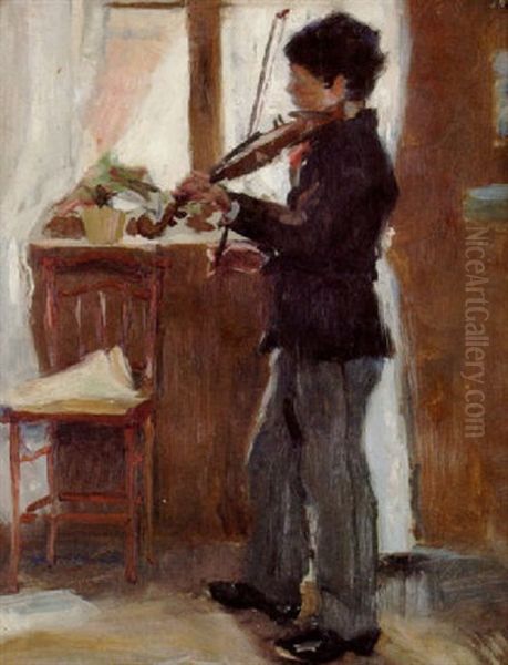 Violinist Oil Painting by Richard Bergh