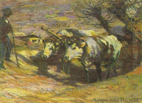 Fuhrwerk Mit Kuhen Oil Painting by Max Bergmann