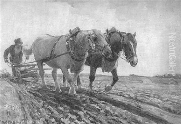 Pflugender Bauer Oil Painting by Max Bergmann