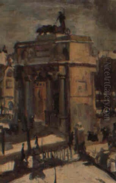 Siegestor, Munchen Oil Painting by Max Bergmann