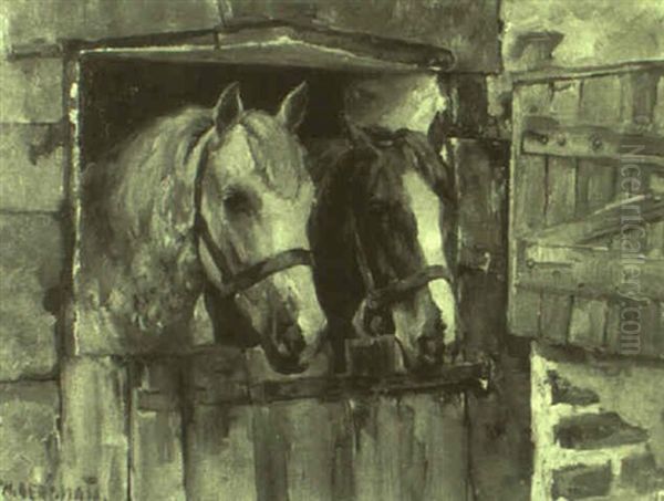 Die Beiden Stallgenossen Oil Painting by Max Bergmann