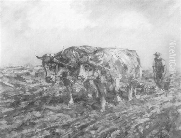 Pflugender Bauer Oil Painting by Max Bergmann