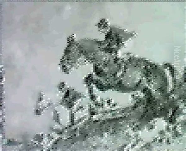 Parforce Reiter Oil Painting by Max Bergmann