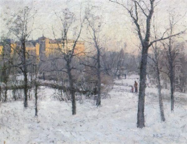 Humlegarden, Stockholm Oil Painting by Alfred Mauritz Bergstroem