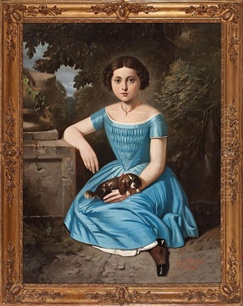 Retrato De Una Nina Oil Painting by Tony-Francois de Bergue