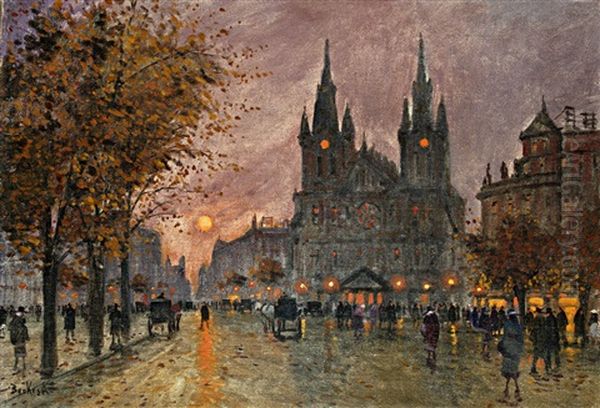 Esti Fenyek Parizsban Oil Painting by Antal Berkes