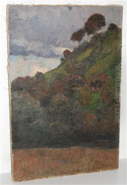 Baumbestandener, Steiler Abhang Uber Einem Flusslauf Oil Painting by Hans E. von Berlepsch-Valendas