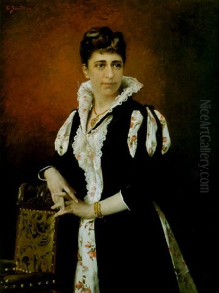 Dam I Festdrakt Oil Painting by Gunnar Fredrik Berndtson