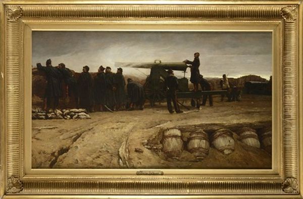 Un Coup De Canon. Artilleurs Sur Le Mur De Paris Oil Painting by Etienne Prosper Berne-Bellecour