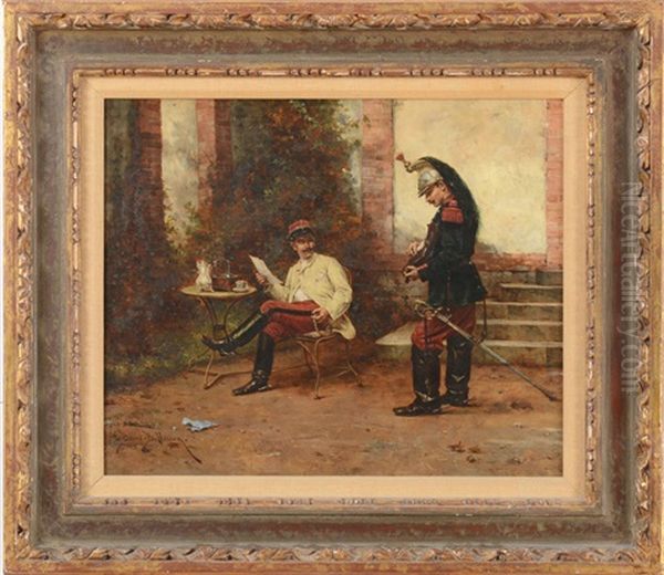 A Break In The Action Oil Painting by Etienne Prosper Berne-Bellecour