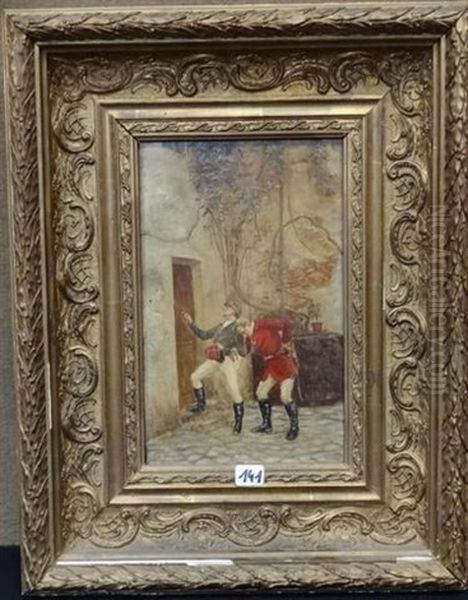 Le Retour Des Chasseurs Oil Painting by Etienne Prosper Berne-Bellecour