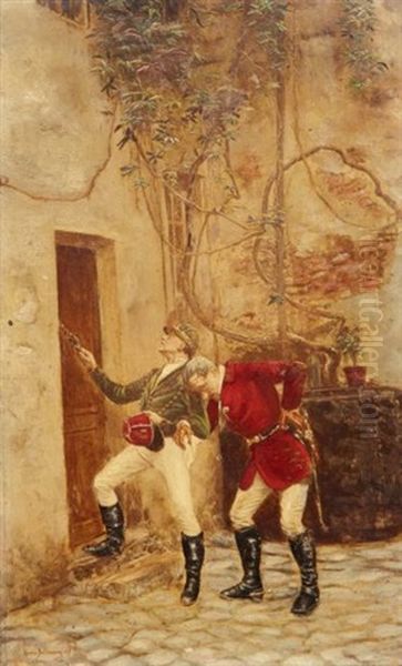 Le Retour Difficile Oil Painting by Etienne Prosper Berne-Bellecour