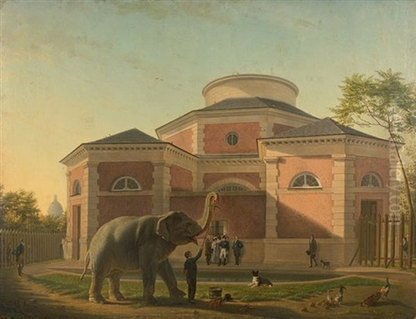 L'elephant Du Jardin Du Roi Oil Painting by Jean Baptiste Berre