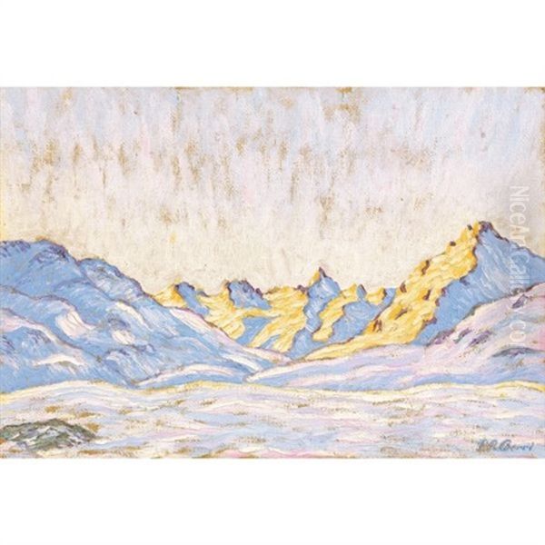 Winterlandschft (berninapass) (winter Landscape (pass Of Bernina)) Oil Painting by Peter Robert Berry