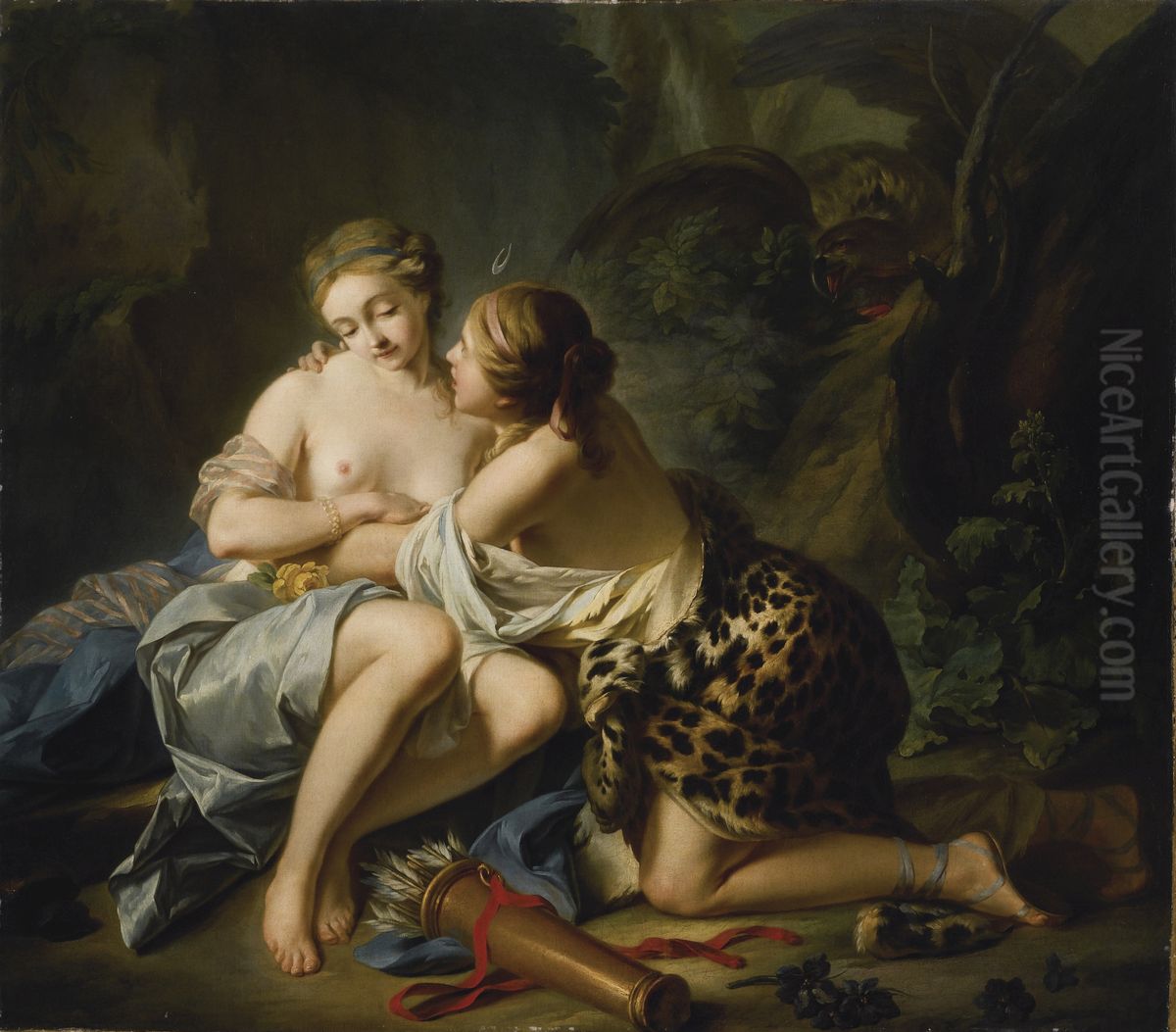 Jupiter, In The Guise Of Diana, And Callisto Oil Painting by Jean-Simon Berthelemy