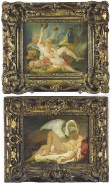 Bacchante Etendue Jouant Des Cymbales Oil Painting by Jean-Simon Berthelemy